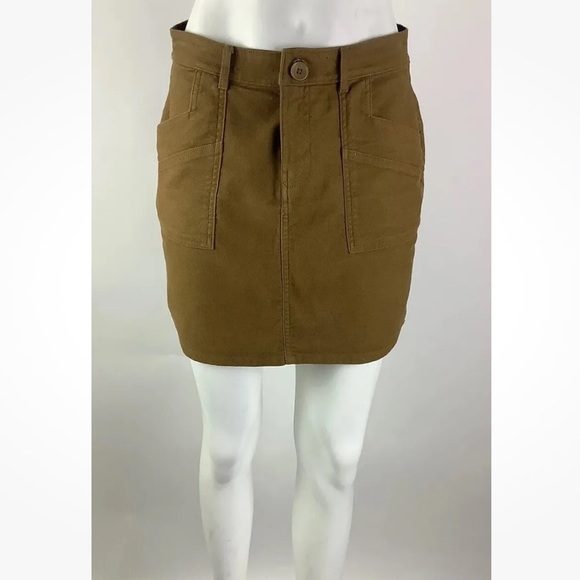 Prana Dresses & Skirts - Prana Sz 4 Corduroy A-Line Cargo Skirt Brown Organic Cotton Blend Casual